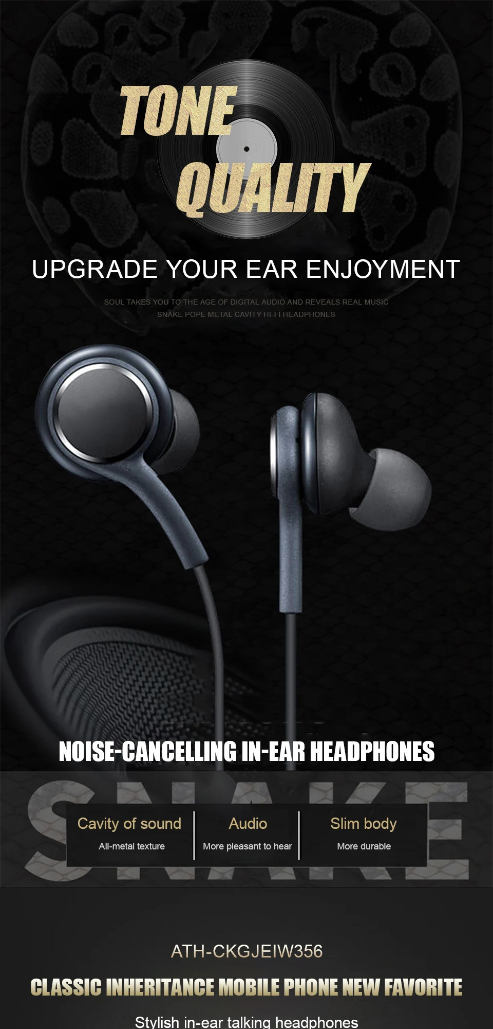 Audiophile Headphone Wired - Auricolari In-Ear con Cavo da 3,5